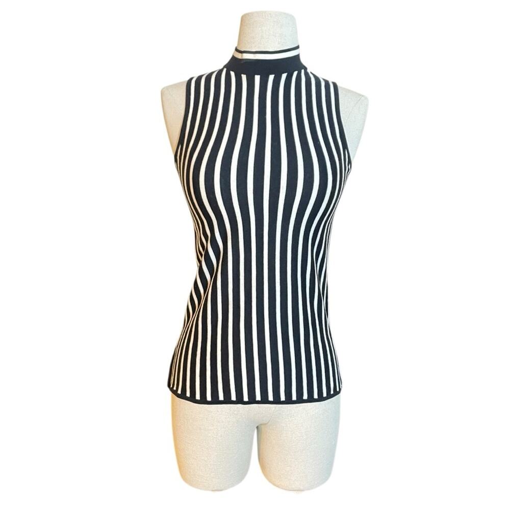 RAG & BONE silk blend striped mock neck sleeveless top | XS